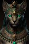 Egyptian cat adorned in royal garb. AI Generated. Art Print